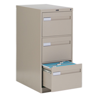Vertical Filing Cabinet with Recessed Drawer Handles, 3 Drawers, 18.15" W x 26.56" D x 40" H, Beige Superchem Industries
