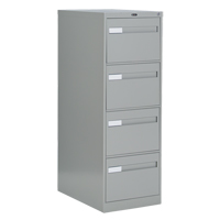 Vertical Filing Cabinet with Recessed Drawer Handles, 4 Drawers, 18.15" W x 26.56" D x 52" H, Grey Superchem Industries