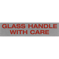 "Glass Handle with Care" Special Handling Labels, 5" L x 2" W, Black on Red Superchem Industries