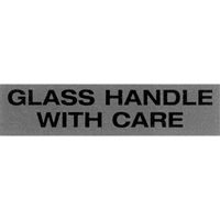 "Glass Handle with Care" Special Handling Labels, 5" L x 2" W, Black on Red Superchem Industries