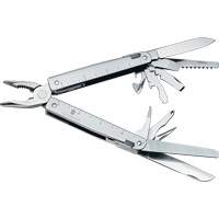 SwissTool Multi-Tool with Lockable Blade, Metal, Metal Handle, 155 mm L, 26 Functions, 0.7 lbs. Superchem Industries