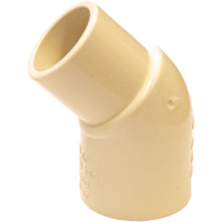Flowguard Gold 45° Street Elbow Fitting, Spigot x Hub, CPVC, 1/2" Superchem Industries