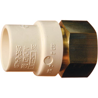 Threaded Pipe Adapter, Hub x FPT, 1" Dia., Brass/CPVC Superchem Industries