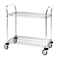 Chariot utilitaire &agrave; usage standard avec tablettes en treillis m&eacute;tallique, Chrom&eacute;, 24" x 39" x 36", Capacit&eacute; 375 lb Superchem Industries