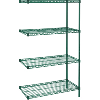 &eacute;tag&egrave;res robustes en treillis m&eacute;tallique au fini &eacute;poxy vert, Ensemble de Ajout, 4 Tablettes, 30" la x 63" h x 14" p Superchem Industries