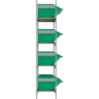 Wide Span Shelving with Jumbo Plastic Bins, Steel, Boltless, 800 lbs. Capacity, 66" W x 72" H x 18" D Superchem Industries