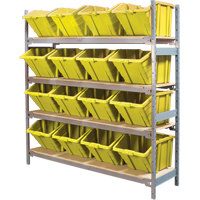 Wide Span Shelving with Jumbo Plastic Bins, Steel, Boltless, 800 lbs. Capacity, 66" W x 72" H x 18" D Superchem Industries