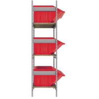 Wide Span Shelving with Jumbo Plastic Bins, Steel, Boltless, 800 lbs. Capacity, 66" W x 60" H x 18" D Superchem Industries
