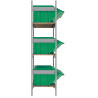 Wide Span Shelving with Jumbo Plastic Bins, Steel, Boltless, 800 lbs. Capacity, 66" W x 60" H x 18" D Superchem Industries