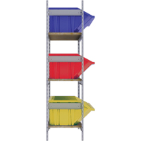 Wide Span Shelving with Jumbo Plastic Bins, Steel, Boltless, 800 lbs. Capacity, 66" W x 60" H x 18" D Superchem Industries