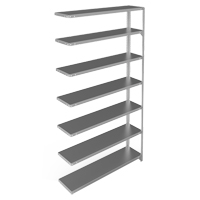 Shelving Unit, Galvanized Steel, Slotted Angle, 300 lbs. Capacity, 48" W x 84" H x 12" D Superchem Industries