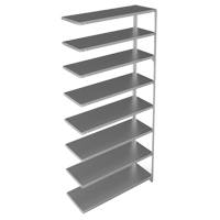 Shelving Unit, Galvanized Steel, Slotted Angle, 300 lbs. Capacity, 48" W x 96" H x 15" D Superchem Industries