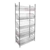 &eacute;tag&egrave;re &agrave; paniers-tablettes en treillis m&eacute;tallique, Tiers 5, 48" la x 74" h x 24" p Superchem Industries