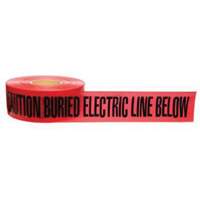 Ruban d'avertissement de danger souterrain Buried Electric Line Identoline, 3" la x 1000' lo, Noir/rouge Superchem Industries