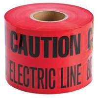 Ruban d'avertissement de danger souterrain Buried Electric Line Identoline, 6" la x 1000' lo, Noir/rouge Superchem Industries