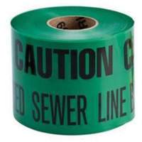 Ruban d'avertissement de danger souterrain Buried Sewer Line Identoline, 6" la x 1000' lo, Noir sur vert Superchem Industries