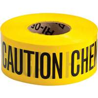 Barricade Tape, English, 3" W x 200' L, 3 mils, Black on Yellow Superchem Industries