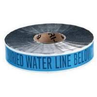 Ruban d'avertissement de danger souterrain Water Line Identoline, 2" la x 1000' lo, Noir sur bleu Superchem Industries