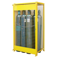 Gas Cylinder Cabinets, 10 Cylinder Capacity, 44" W x 30" D x 74" H, Yellow Superchem Industries