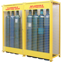 Gas Cylinder Cabinets, 20 Cylinder Capacity, 88" W x 30" D x 74" H, Yellow Superchem Industries