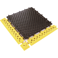 TAPIS MODULAIRE LOK-TYLE 12"X12" JAUNE NOIR, Vinyle, 1' la c, 1' lo, 9/16" &eacute;paisseur, Noir Superchem Industries