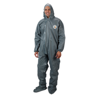 2.0 Mil CRFR Hooded Coveralls, Small, Grey, FR Treated Fabric Superchem Industries
