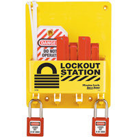 Compact Lockout Station, Thermoplastic Padlocks, 4 Padlock Capacity, Padlocks Included Superchem Industries