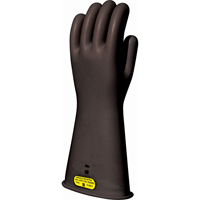 Black Natural Rubber Insulating Gloves, ASTM Class 2, Size 8, 14" L Superchem Industries