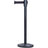 Barri&egrave;res sur pieds pour le contr&ocirc;le des foules, Acier, 35" h, Ruban Noir, Longueur du ruban 7' Superchem Industries