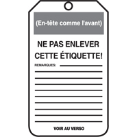 Lockout Tags, Cardstock, 3-1/8" W x 5-7/8" H, French Superchem Industries