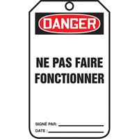 Lockout Tags, Plastic, 3-3/8" W x 5-7/8" H, French Superchem Industries