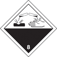TDG Shipping Labels, Class 8, Corrosives, Paper Superchem Industries