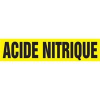 Marqueur de tuyau "Acid Nitrique", Autocollant, 4" h x 24" la, Noir sur jaune Superchem Industries