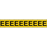 Individual Adhesive Letter Markers, E, 1" H, Black on Yellow Superchem Industries