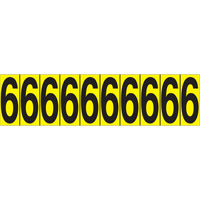 Individual Adhesive Number Markers, 6, 1-15/16" H, Black on Yellow Superchem Industries
