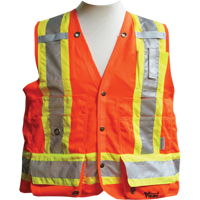 Vestes de s&eacute;curit&eacute; pour arpenteur, Orange haute visibilit&eacute;, Moyen, Polyester Superchem Industries