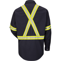 Work Shirt with Reflective Trim, Cotton/Nylon, Medium, High Visibility Orange Superchem Industries
