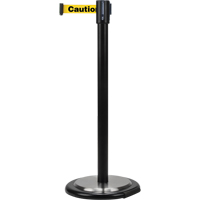 Barri&egrave;res sur pieds pour le contr&ocirc;le des foules, Acier, 35" h, Ruban Jaune, Longueur du ruban 7' Superchem Industries