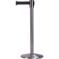 Barri&egrave;res sur pieds pour le contr&ocirc;le des foules, Acier, 35" h, Ruban Noir, Longueur du ruban 12' Superchem Industries