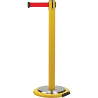 Barri&egrave;res sur pieds pour le contr&ocirc;le des foules, Acier, 35" h, Ruban Rouge, Longueur du ruban 12' Superchem Industries