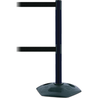 Poteau robuste &agrave; ligne double, Plastique, 38" h, Ruban Noir, Longueur du ruban 7,5' Superchem Industries