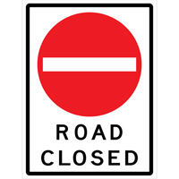 "Road Closed" Roll-Up Traffic Sign, 36" x 48", Vinyl, English with Pictogram Superchem Industries