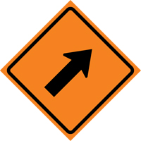 Right Diagonal Arrow Roll-Up Traffic Sign, 36" x 36", Vinyl, Pictogram Superchem Industries
