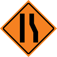Merge Left Roll-Up Traffic Sign, 36" x 36", Vinyl, Pictogram Superchem Industries