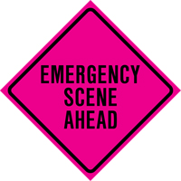 "Emergency Scene Ahead" Roll-Up Traffic Sign, 36" x 36", Vinyl, English Superchem Industries