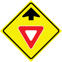 "Yield Ahead" Roll-Up Traffic Sign, 36" x 36", Vinyl, Pictogram Superchem Industries