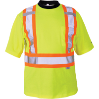 T-shirt de s&eacute;curit&eacute;, Polyester, Moyen, Jaune lime haute visibilit&eacute; Superchem Industries