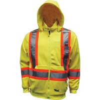 Chandail &agrave; capuchon de s&eacute;curit&eacute; en molleton, Polyester, Petit, Jaune lime haute visibilit&eacute; Superchem Industries