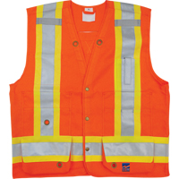 Veste de s&eacute;curit&eacute; pour arpenteur, Orange haute visibilit&eacute;, Petit, Polyester Superchem Industries