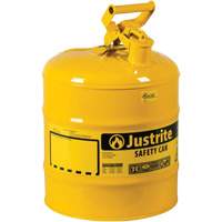 Safety Cans, Type I, Steel, 5 US gal., Yellow, FM Approved/UL/ULC Listed Superchem Industries